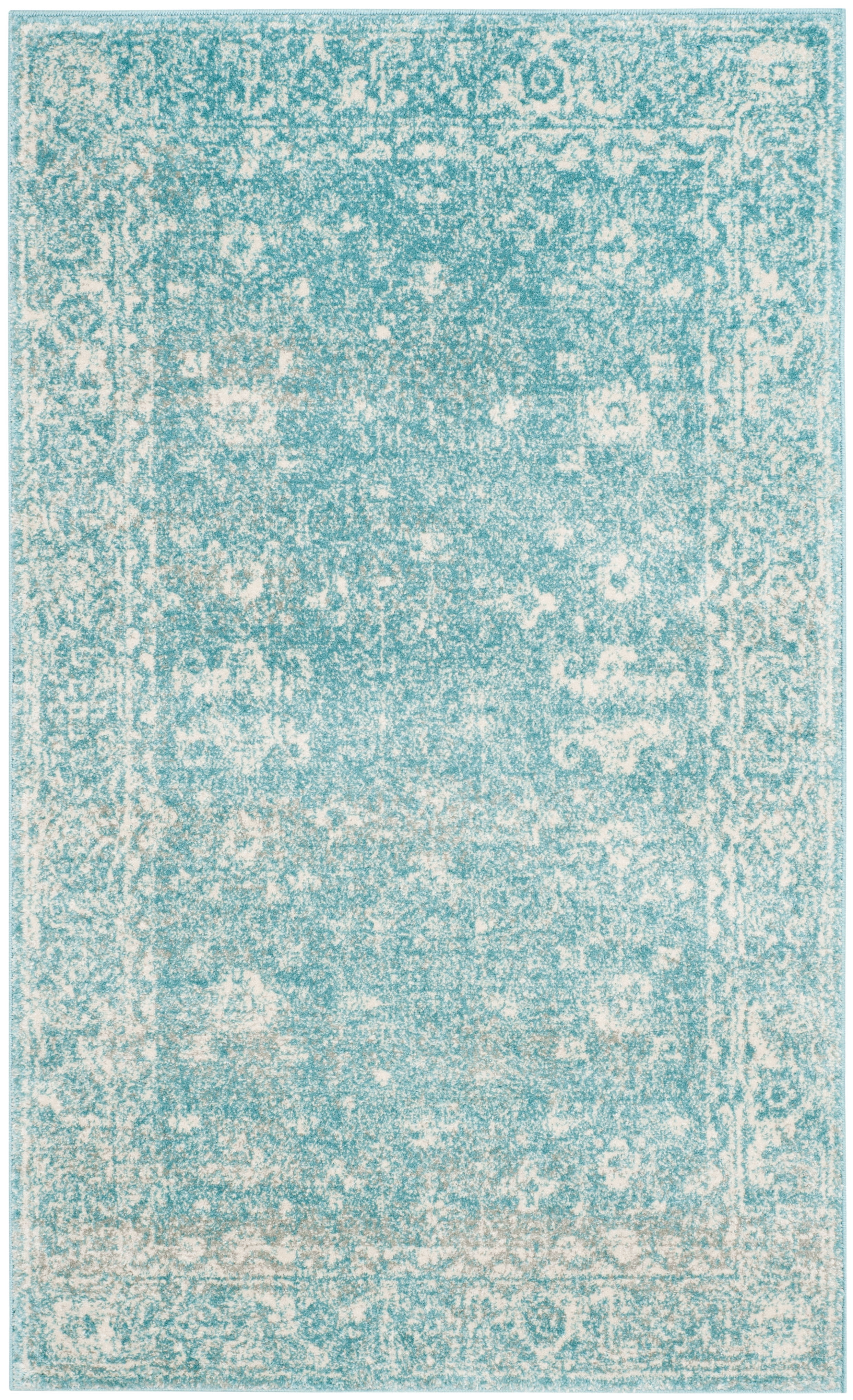 SAFAVIEH Evoke Ronald Bordered Area Rug, Light Blue/Ivory, 4' x 6'