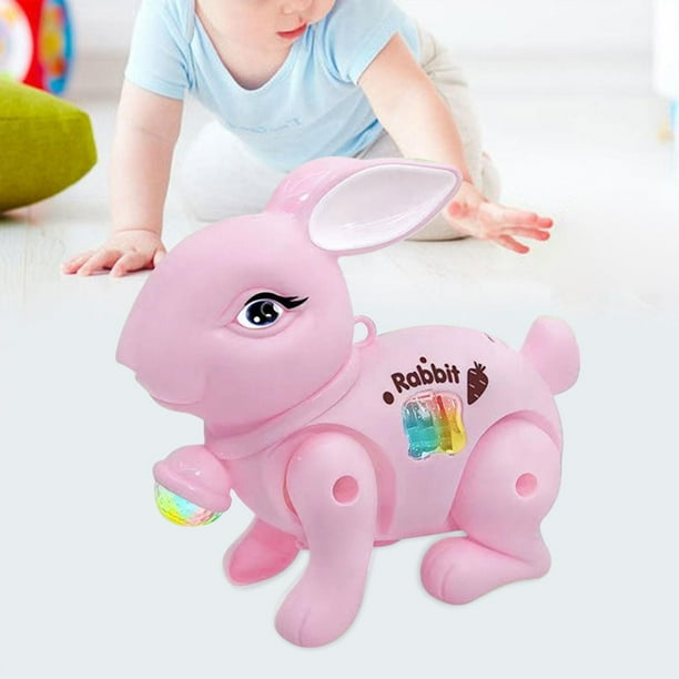 Juguete eléctrico para mascotas, juguete interactivo electrónico con efecto de sonido, juguete eléctrico de conejo que camina para educación temprana, Rosa