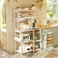 thumbnail image 2 of Bakers Rack with Power Outlet, 35.4 Inches Coffee Bar with Wire Basket, Kitchen Microwave Stand with 6 S-Shaped Hooks, Open Storage Shelves, 2 of 16