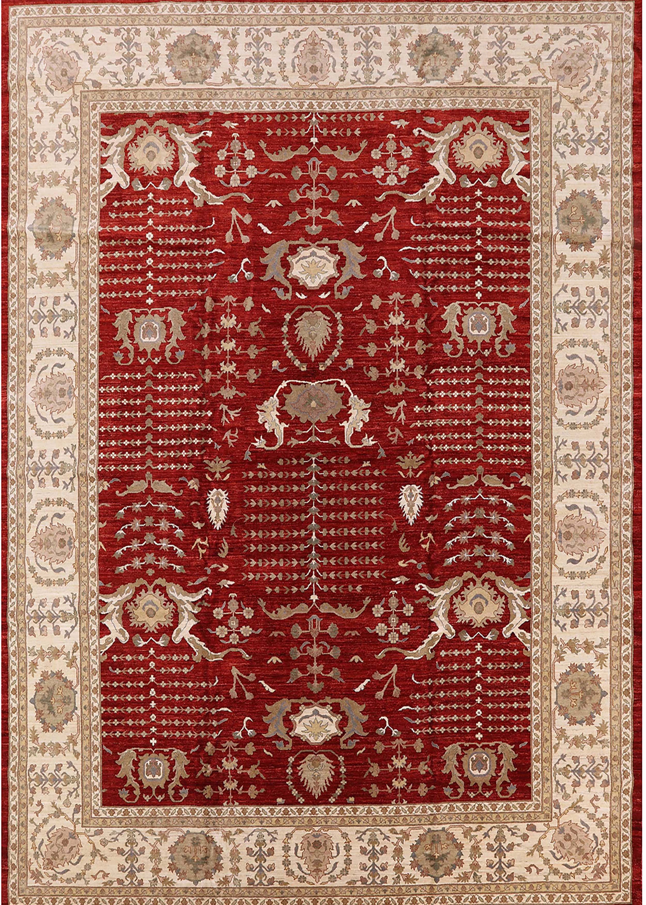 Ahgly Company Indoor Rectangle Mid-Century Modern Red Oriental Area ...