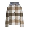 thumbnail image 4 of Tiqkatyck Womens Clothes Clearance Womens Plaid Shacket Jacket Long Sleeve Button Down Fleece Hooded Jackets Warm Coat Womens Tops Beige L, 4 of 5