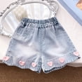 thumbnail image 3 of UQJfacai Girls Jean Shorts Ripped Cute Y2k Denim Shorts Elastic Waist Pull on Summer Trendy Fashion Mini Jorts 1-12 Years, 3 of 8