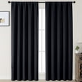 thumbnail image 2 of MKHILL Aether Wide Black Blackout Curtains 50X 84 Inch Length 2 Panels, Thermal Insulated Drapes for Bedroom Living Room, Each 50"W x 84"L, Black, 2 of 12