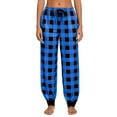 thumbnail image 2 of Htigea Women Pajama Pants Comfy Pj Bottom with Pockets Stretch Plaid Sleepwear Today Deals Blue,M, 2 of 6