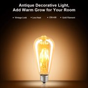 LED Edison Bulbs Dimmable Amber Warm 2700K Antique Vintage Style Filament Light Bulbs 40W Equivalent E26 Base 6-Pack by LUXON