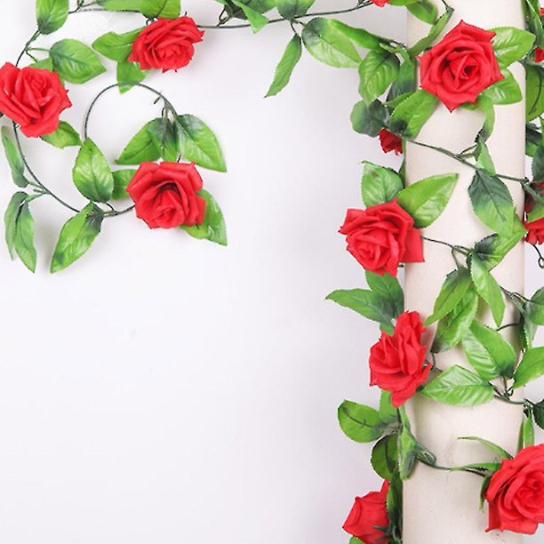 Guirnalda de rosas de seda Artificial de 240cm, decoración de pared de ratán, hogar, jardín, balcón, boda, 10 Uds. Hy