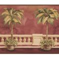 thumbnail image 1 of Trees in Pots on the Balcony Red Wallpaper Border Retro Design, Roll 15' x 9'', 1 of 3