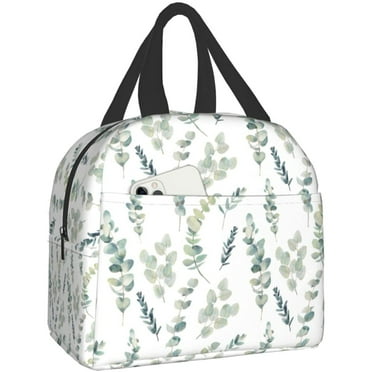 Sunyuer Green Sage Pattern Lunch Bag, Insulated Portable Lunch Bag for Women Men, Reusable Lunch Box for Work Camping Travel Fishing Picnic