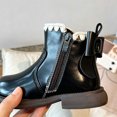 thumbnail image 6 of Toddler Girls Casual Boots Classic Style Faux Leather Boots with Bow Decoration Easy On Zipper Closure Warm Winter Footwear for Children, 6 of 8