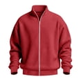 thumbnail image 6 of hoksml Men's Waffle Knit Full Zip Jacket Stand Collar Casual Sweatshirt for Fall Winter Daily Work Outdoor Comfort, 6 of 6