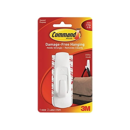 Command Utility Hooks, White, Decorate Damage-Free, Indoor, 1 Hook (17003-3ES)