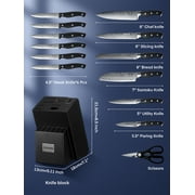 D.Perlla Knife Set, 14 Pcs Kitchen Knives Set with Built-in Sharpener, German Stainless Steel Knife Sets with Block