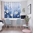 thumbnail image 5 of Spring Daisy Blue Kitchen Curtains 72 Inch Length, Pastoral Botanical White Floral Leaf Grommet Top Bedroom Living Room Curtains, Light Filtering Cafe Curtain Drapes 2 Panels Set 104''x72'', 5 of 9