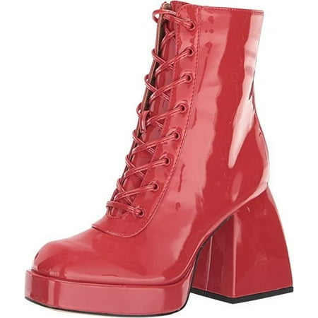 

Circus by Sam Edelman Kia Red Patent Lace Up Round Toe Chunky Block Heel Boots (Red Patent 7)