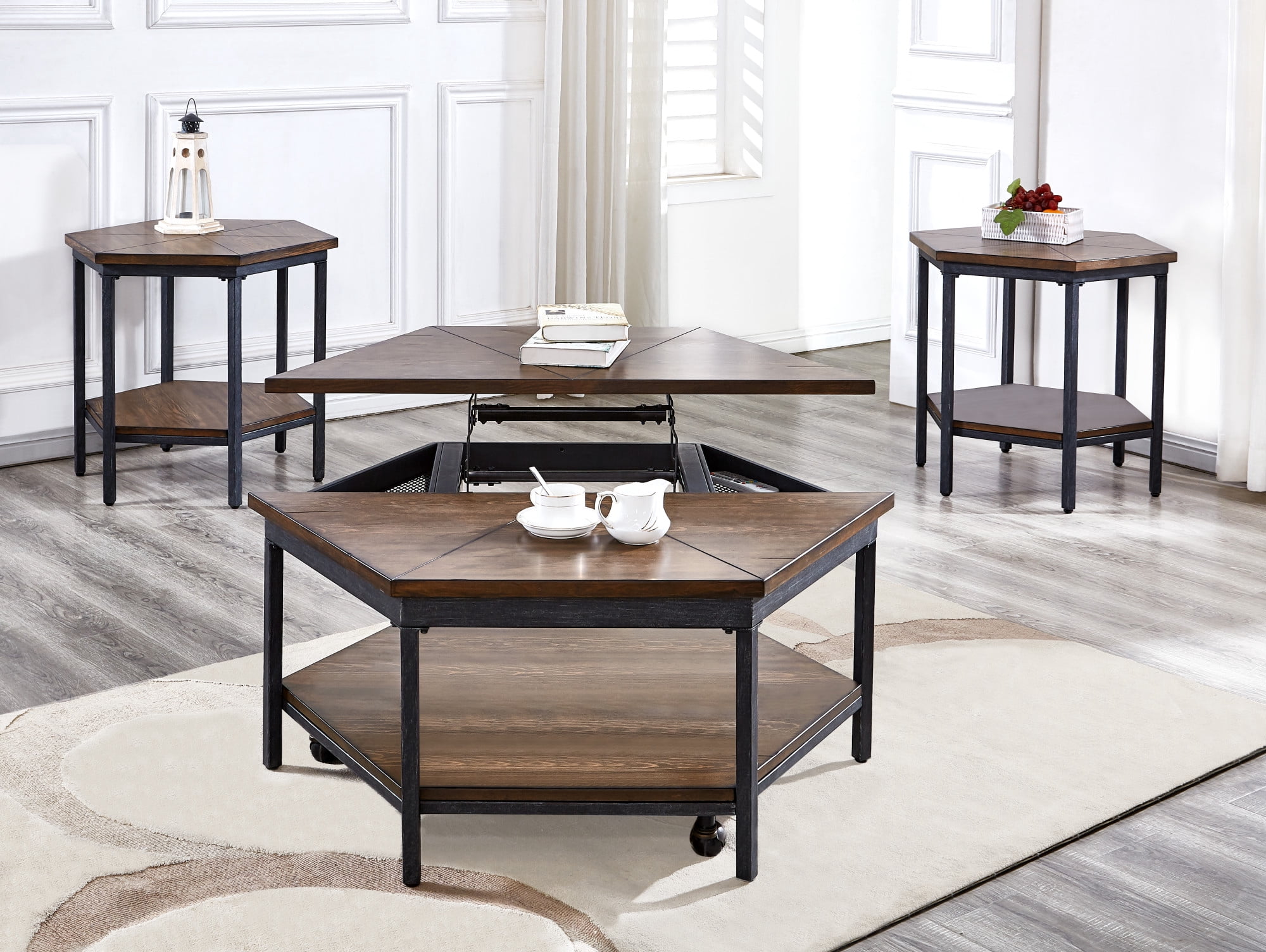 Steve Silver Ultimo Chocolate Wood Hexagon End Table