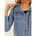 thumbnail image 6 of Allegra K Women's Removable Hood Trucker  Button up Denim Jacket, 6 of 6