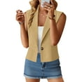 thumbnail image 5 of UAMVSH Women's Cropped One Button Blazer Vests Lightweight Sleeveless Jackets Tank Tops Casual Office Work Waistcoat with Pockets(X-Large,Beige), 5 of 7
