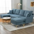 thumbnail image 3 of BSHTI110'' Wide Reversible Left or Right Chaise of Sectional Sofa U-Shape Convertible Sofa Couch 4-Seat Couch with Chaise Lounge Upholstered for Living Room,Apartment,Office,Blue Polyester Blend, 3 of 9