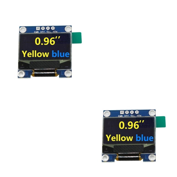 Bearachild Módulos de pantalla Tablero OLED con iluminación automática de 0,96 pulgadas Pantalla a todo color Pantallas LED autoluminosas Amarillo azul 2Conjunto
