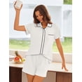 thumbnail image 4 of Ekouaer Womens Pajama Sets Button Down Lounge Set 2 Piece Loungewear Soft Sleepwear Short Sleeve Pjs with Pockets, 4 of 6