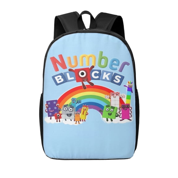 Numberblocks Backpacks 17 Inch Cartoon College School Laptop Bag Bookbag Lightweight Students Travel Shoulder Bag Daypack