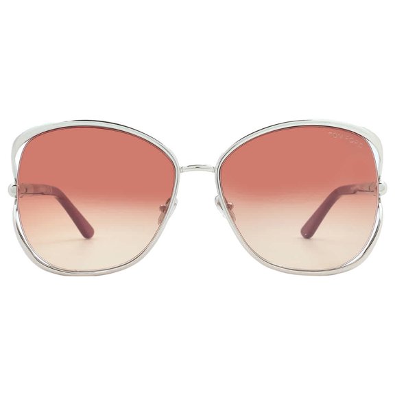 Tom Ford FT1091 16T 62mm Butterfly Sunglasses Women's Shiny Palladium