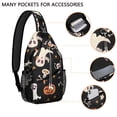 thumbnail image 2 of Sling Backpack,Playful Halloween Ghosts Pattern Sling Bag with Water Bottle Holder,Waterproof Sling Bag for Men/Women with Headphone Jack for Hiking,Travel, 2 of 6