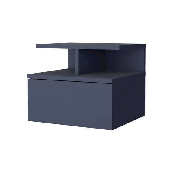 Depot E-Shop Healy Nightstand, 1 Drawer, 2 Shelves, Alby Blue