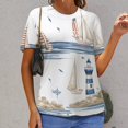 thumbnail image 3 of Nautical Sailing Lighthouse T Shirts Basic T-Shirt Short Sleeve Ladies Tee Shirt Summer Graphic Clothing, 3 of 7