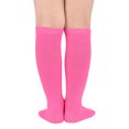 thumbnail image 3 of Kids Three Stripes High Knee Cotton Socks Thigh Tights Athletic Soccer Unisex Socks 1 Pair Rose One Size, 3 of 5