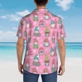 thumbnail image 4 of Sikiie pink Holiday Joy Print Men's Hawaiian Shirt, Summer Beach Button Pocket Short Sleeve T-Shirt,3X-Large, 4 of 7