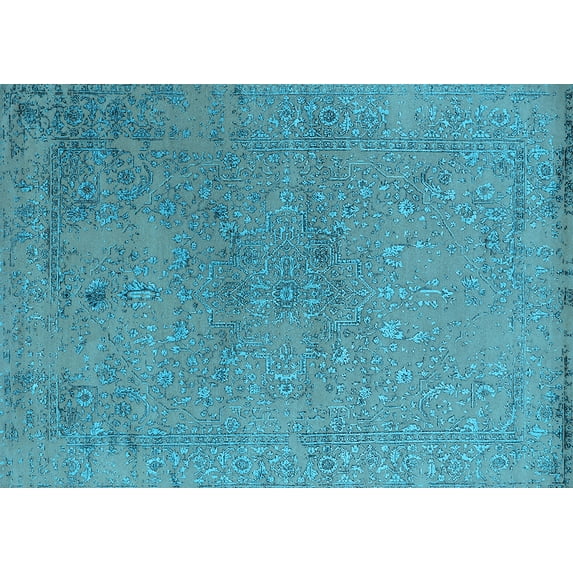 Ahgly Company Indoor Rectangle Oriental Light Blue Industrial Area Rugs, 2' x 5'