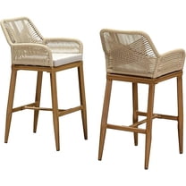 PURPLE LEAF Outdoor 29" Bar Stools Set of 2, Outdoor and Indoor, Garden, Patio Bar Height Chair with Cushion, Teak