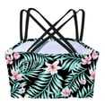 thumbnail image 5 of iiniim Kids Girls Bikini Floral Print Crop Tops Active Wear UPF50+ Rash Guard for Beach and Pool 6-16 A Black 6, 5 of 7