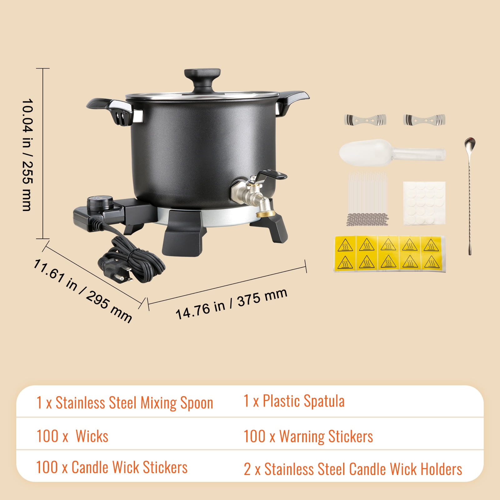 KFFKFF 5 Liter Wax Melter for Candle Making, Large Electric Wax Melting Pot Easy Pour Spout, 4-level Temperature Control, Easy Clean for Candle Soap Cream Beauty Bulk Production Business or Home