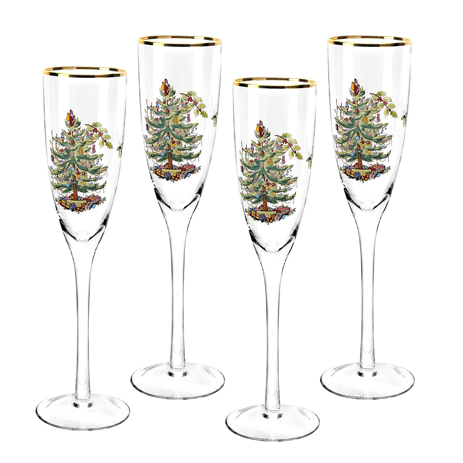 Christmas Tree Champagne Flutes (Set of