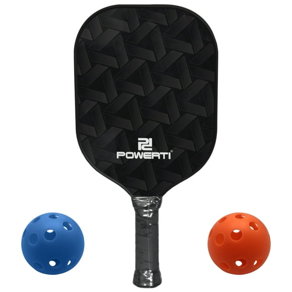 Pickleball Paddle and Ball Set Carbon Fiber Surface Pickle Ball Racket with 2 Balls