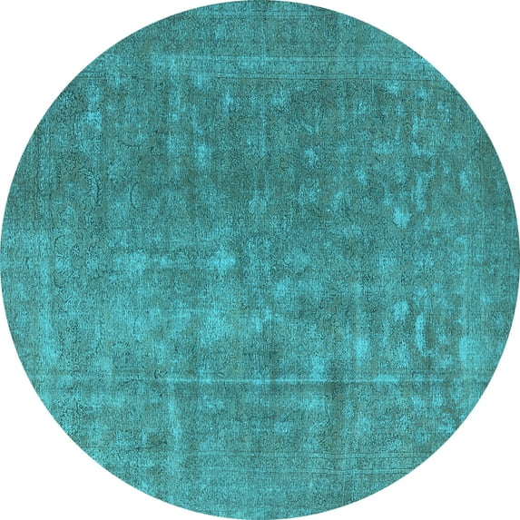 Ahgly Company Indoor Round Oriental Light Blue Industrial Area Rugs, 8' Round