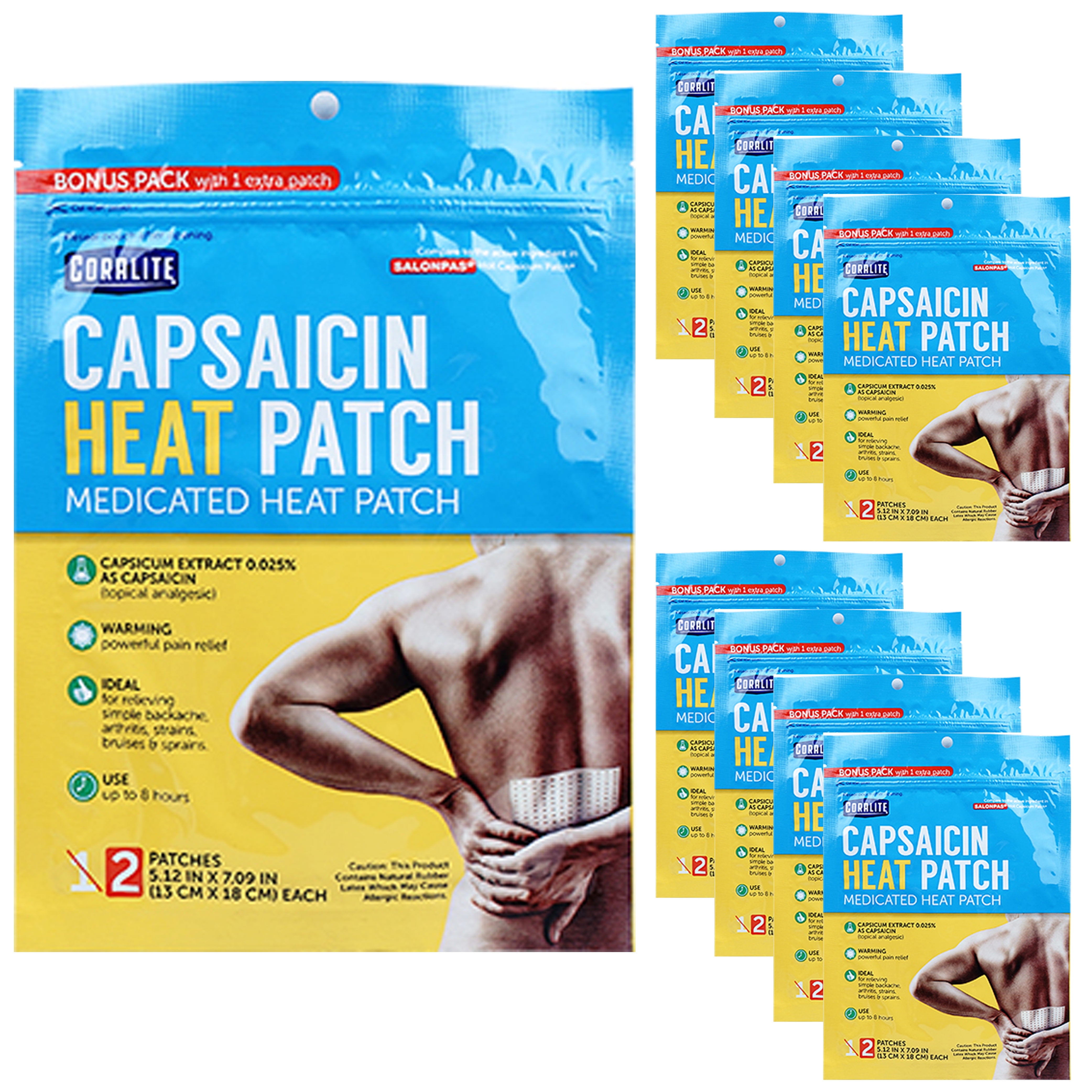 16 Capsaicin Heat Patches Topical Analgesic Medicated Back Arthritis