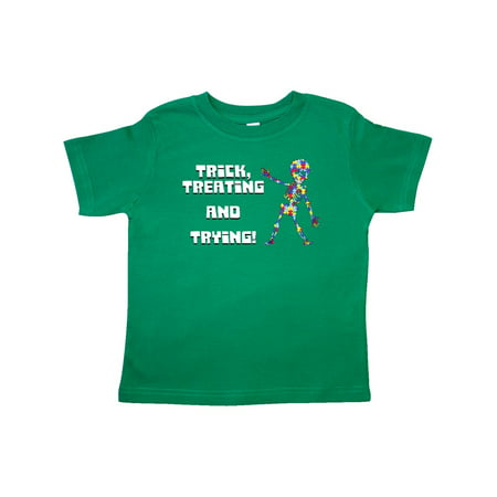 

Inktastic Trick Treating and Trying Autism Awareness with Zombie Gift Toddler Boy or Toddler Girl T-Shirt