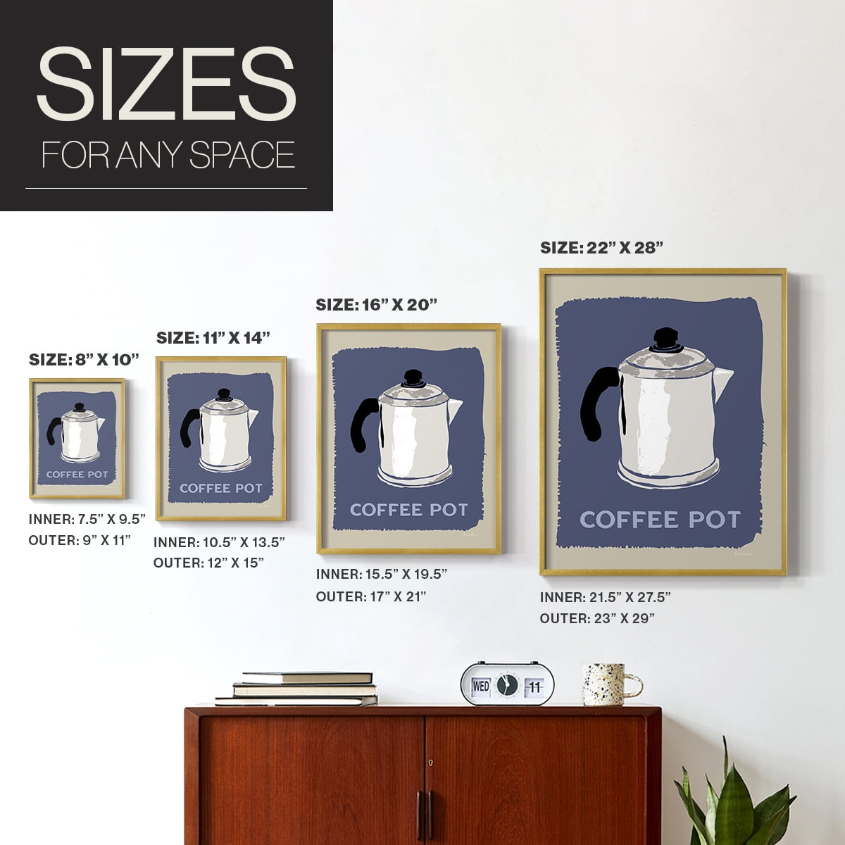 Modern Coffee I in Gold Solid Wood 8 x 10 Framed Print
