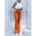 thumbnail image 3 of Women's Orange High Waisted Distressed Flare Jeans High Cotton Blend for All Day Comfort, 3 of 6