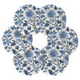 thumbnail image 7 of Yayeee 6 PCS Drink Coasters with Holder Set Woven Absorbent Round Tabletop Hot Pad, Blue Floral Pattern, 7 of 7