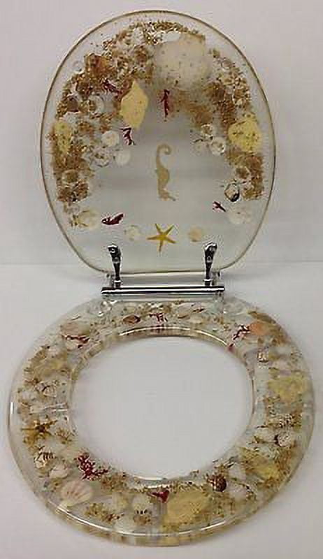 Popular Bath Jewel Shell Clear Round Resin Toilet Seat