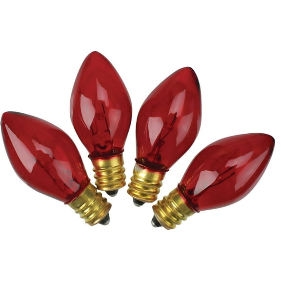 HIBIBUD C7 Red Transparent 125V Replacement Light Bulb (4-Pack)