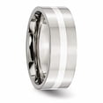 thumbnail image 4 of Stainless Steel Sterling Silver Inlay Flat 8mm Polished Band, 4 of 6