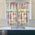 thumbnail image 3 of Pioneer Kitchen Curtains and Valance Set 36 Inch Tier Dark Red Roses Bouquet Beautifu 3 Pieces Set Dining Room Small Curtain Drapes Cafe Curtains Valance for Home Decor Rod Pocket, 3 of 6