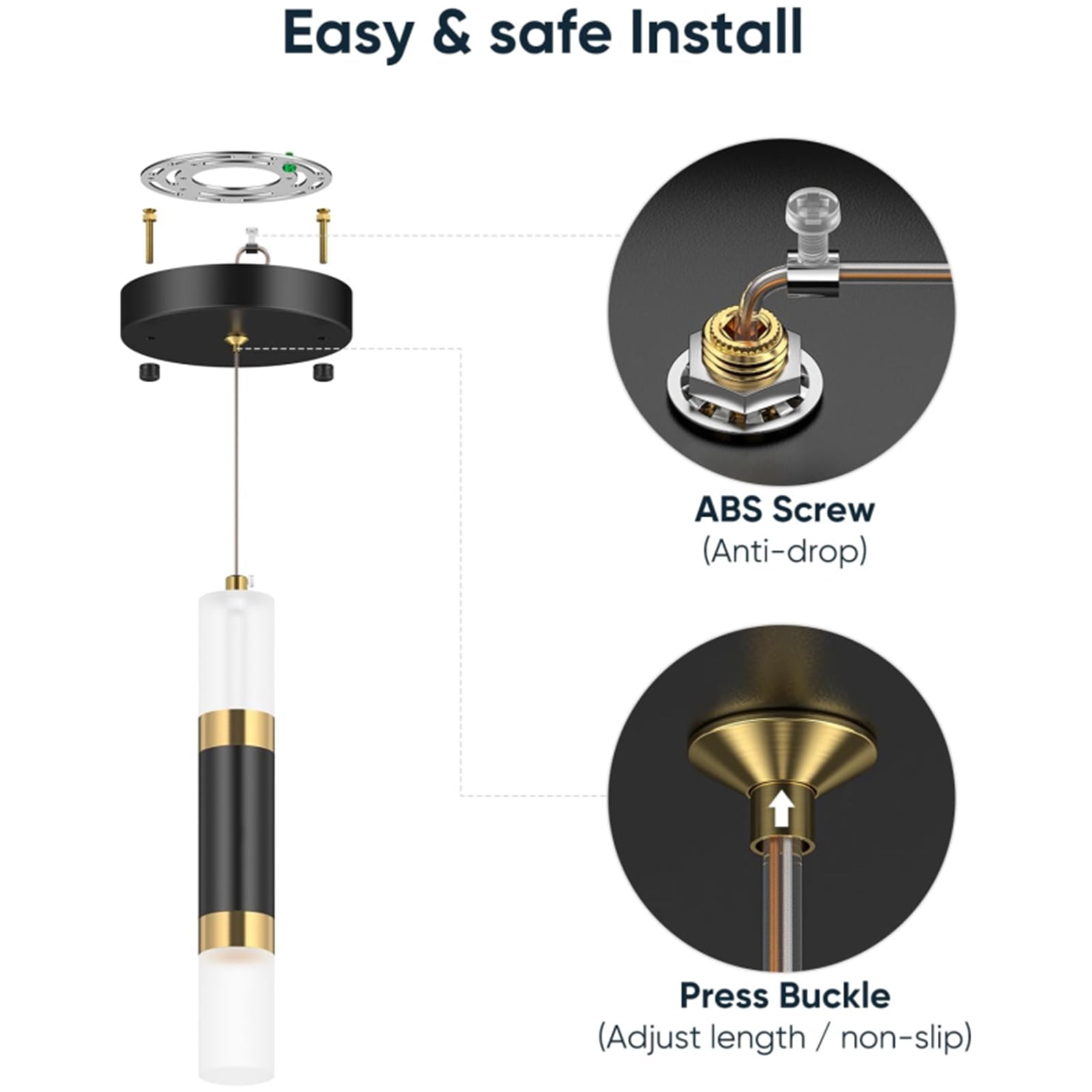 Glitnous Pendant Lighting 3 Light Ceiling Lights Hanging Lamp Black Gold LED Pendant Lights Fixtures Over The Sink Light for Kitchen Island Dining Room Bedroom Hanging LED Lights
