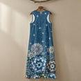 thumbnail image 5 of Xoenoiee Boho Mandala Flower Print Cotton Linen Maxi Dresses for Women 2026 Sleeveless Crewneck Boho Cruise Sundresses with Pockets Summer Trendy Vacation T Shirt Dress, Size M, 5 of 7
