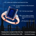thumbnail image 2 of Gem Stone King 18K Rose Gold Plated Silver 3-Stone Ring Octagon Blue Simulated Sapphire and Moissanite (7.02 Cttw, Size 5), 2 of 4